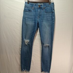 Madewell Jeans Women 26 Blue Medium Wash Denim 9" High-Rise Skinny Distressed